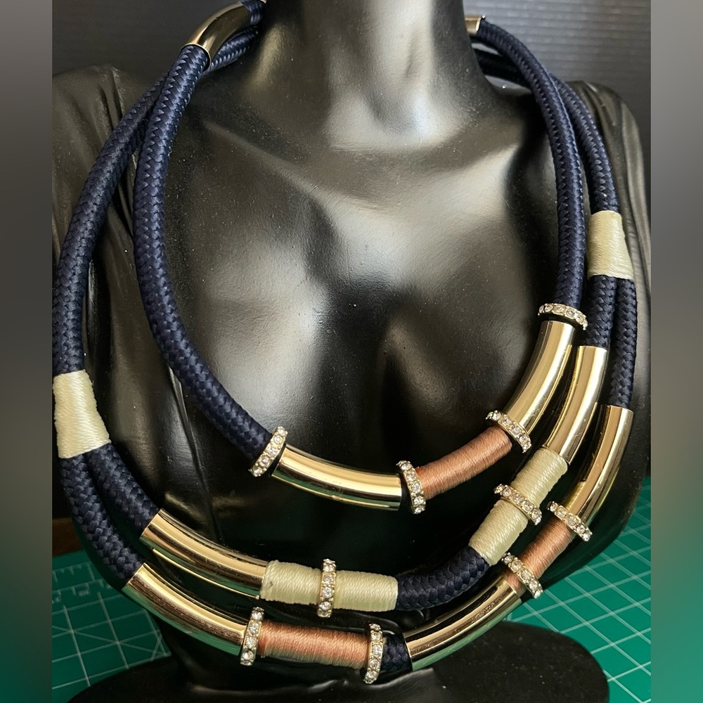 Ann Taylor Statement Multi Strand Braided Gold To… - image 2